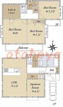 楽器ピアノ可相談 の 賃貸物件 4LDK 18万円の図面１