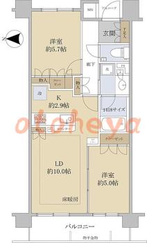楽器ピアノ可相談 の 賃貸物件 2LDK 25万円の図面１