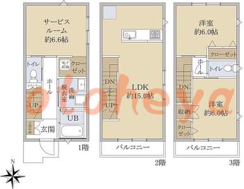 楽器ピアノ可相談 の 賃貸物件 2SLDK 23万円の図面１