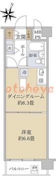 楽器ピアノ可相談 の 賃貸物件 1DK 9万円の図面１