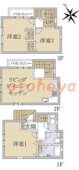楽器ピアノ可相談 の 賃貸物件 3LDK 13万円の図面１