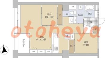 楽器ピアノ可相談 の 賃貸物件 2LDK 18万円の図面１