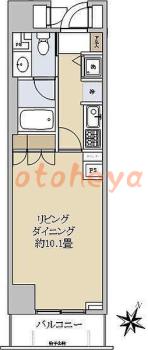 楽器ピアノ可相談 の 賃貸物件 1K 10万円の図面１