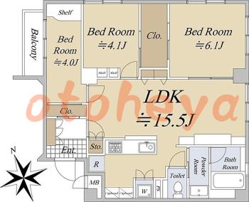 楽器ピアノ可相談 の 賃貸物件 3LDK 32万円の図面１