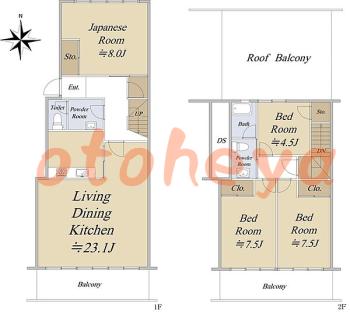 楽器ピアノ可相談 の 賃貸物件 4LDK 23.5万円の図面１