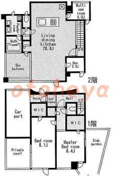 楽器ピアノ可相談 の 賃貸物件 3SLDK 63万円の図面１
