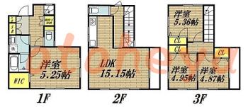楽器ピアノ可相談 の 賃貸物件 4LDK 17万円の図面１