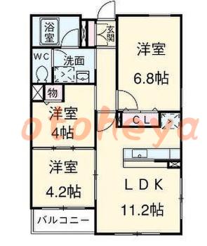 楽器ピアノ可相談 の 賃貸物件 3LDK 14.5万円の図面１