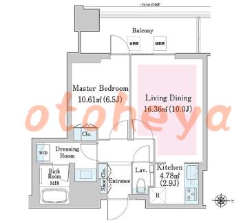 楽器ピアノ可相談 の 賃貸物件 1LDK 29.9万円の図面１