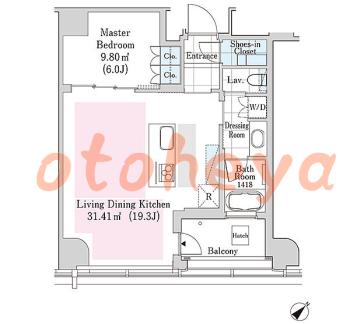楽器ピアノ可相談 の 賃貸物件 1LDK 52万円の図面１