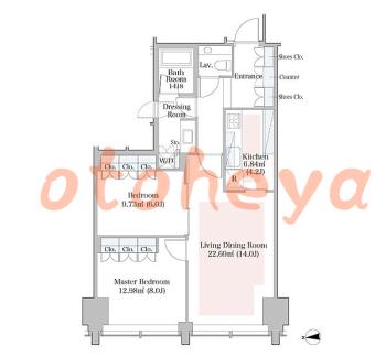 楽器ピアノ可相談 の 賃貸物件 2LDK 57万円の図面１