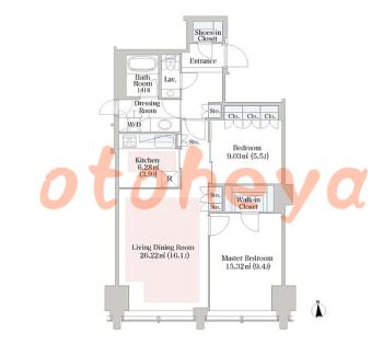 楽器ピアノ可相談 の 賃貸物件 2LDK 49万円の図面１