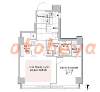 楽器ピアノ可相談 の 賃貸物件 1LDK 56万円の図面１