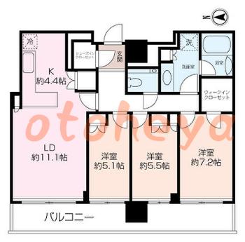 楽器ピアノ可相談 の 賃貸物件 3LDK 47.5万円の図面１