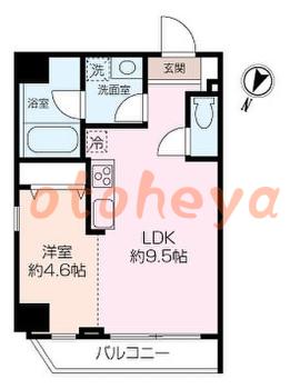 楽器ピアノ可相談 の 賃貸物件 1LDK 11.9万円の図面１