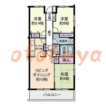 楽器ピアノ可相談 の 賃貸物件 3LDK 7.8万円の図面１