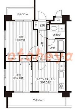 楽器ピアノ可相談 の 賃貸物件 2DK 11.7万円の図面１