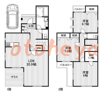 楽器ピアノ可相談 の 賃貸物件 3LDK 29.5万円の図面１