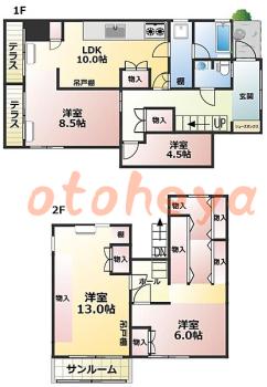 楽器ピアノ可相談 の 賃貸物件 4SLDK 28万円の図面１