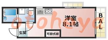 楽器ピアノ可相談 の 賃貸物件 1R 8.3万円の図面１