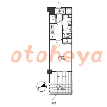 楽器ピアノ可相談 の 賃貸物件 1K 7.7万円の図面１