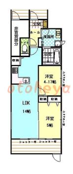 楽器ピアノ可相談 の 賃貸物件 2LDK 15.8万円の図面１