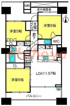 楽器ピアノ可相談 の 賃貸物件 3LDK 20万円の図面１