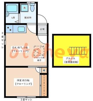 楽器ピアノ可相談 の 賃貸物件 1DK 9.9万円の図面１