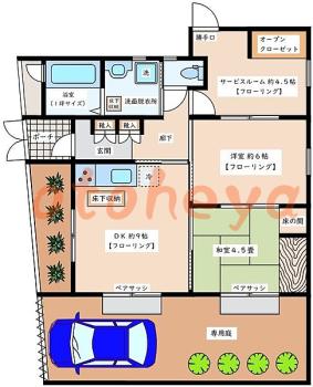 楽器ピアノ可相談 の 賃貸物件 2SDK 18万円の図面１