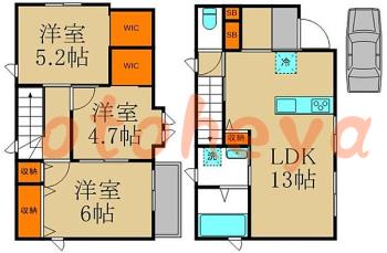 楽器ピアノ可相談 の 賃貸物件 3LDK 15.5万円の図面１