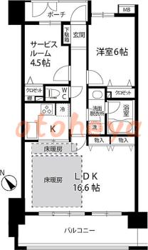楽器ピアノ可相談 の 賃貸物件 1SLDK 19.5万円の図面１