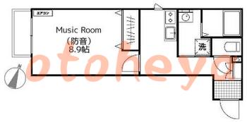 楽器ピアノ可相談 の 賃貸物件 1K 13.5万円の図面１