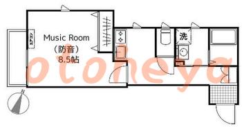 楽器ピアノ可相談 の 賃貸物件 1K 13.7万円の図面１
