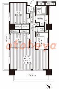 楽器ピアノ可相談 の 賃貸物件 2LDK 19.3万円の図面１