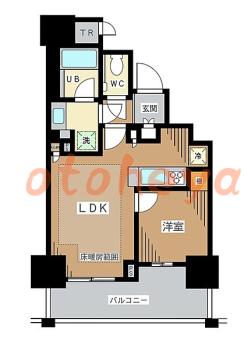 楽器ピアノ可相談 の 賃貸物件 1LDK 14.3万円の図面１