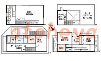 楽器ピアノ可相談 の 賃貸物件 3LDK 58万円の図面１