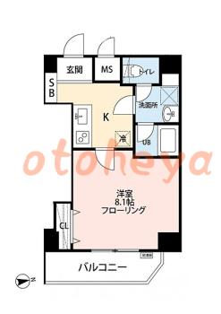 楽器ピアノ可相談 の 賃貸物件 1K 12.4万円の図面１