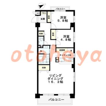 楽器ピアノ可相談 の 賃貸物件 2LDK 25.5万円の図面１