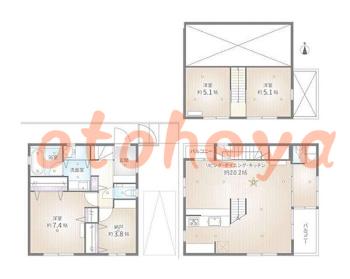 楽器ピアノ可相談 の 賃貸物件 3SLDK 43万円の図面１