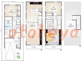 楽器ピアノ可相談 の 賃貸物件 3LDK 21.8万円の図面１