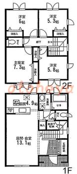楽器ピアノ可相談 の 賃貸物件 4LDK 19.8万円の図面１