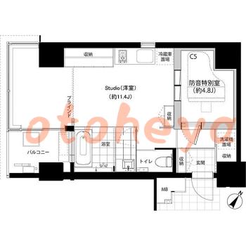 楽器ピアノ可相談 の 賃貸物件 1R 18.7万円の図面１