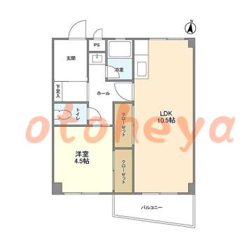 楽器ピアノ可相談 の 賃貸物件 1LDK 6.4万円の図面１