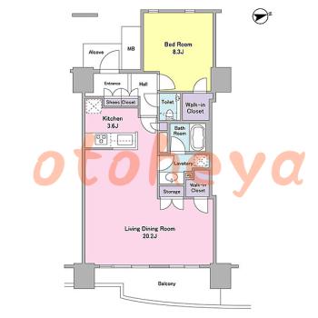 楽器ピアノ可相談 の 賃貸物件 1LDK 34.2万円の図面１