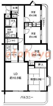 楽器ピアノ可相談 の 賃貸物件 4LDK 11.9万円の図面１