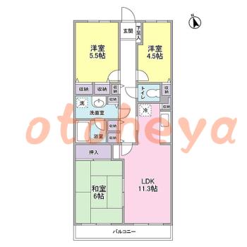 楽器ピアノ可相談 の 賃貸物件 3LDK 12.8万円の図面1