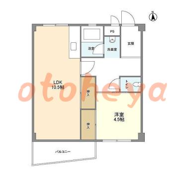 楽器ピアノ可相談 の 賃貸物件 1LDK 6.3万円の図面１