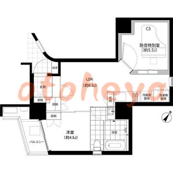 楽器ピアノ可相談 の 賃貸物件 1SLDK 18.3万円の図面１