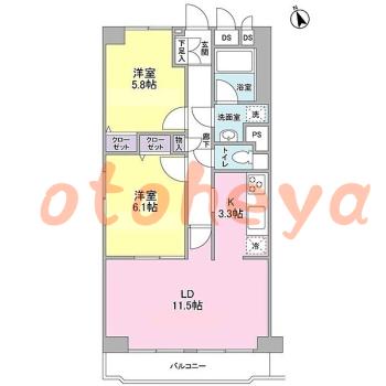 楽器ピアノ可相談 の 賃貸物件 2LDK 13.8万円の図面1