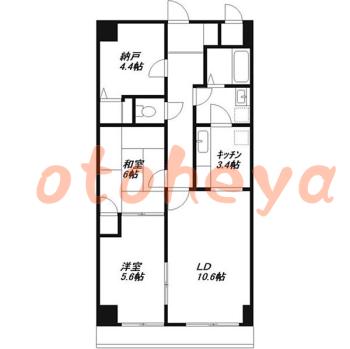 楽器ピアノ可相談 の 賃貸物件 2SLDK 9.9万円の図面１